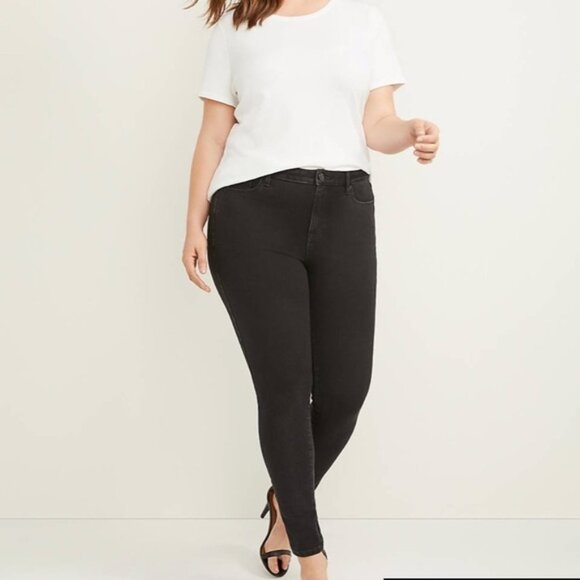 Lane Bryant Black Mid Rise Super Stretch Skinny Denim Jeans Size 22R - Picture 1 of 7